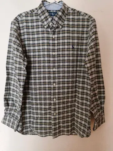 랄프 로렌 체크 무늬 코튼 버튼 다운 셔츠