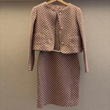 49av.junko shimada 자카드 패턴 핑크 브라운 세트
