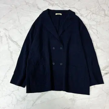 MOGA 모가 울 캐시미어 혼방 니트 코디건 루즈핏 네이비