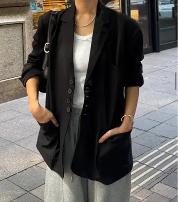 [ 미사용 ] Eongul 오버 테일러드 자켓 BLACK