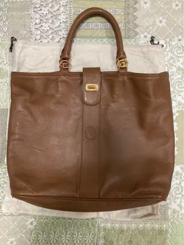 트루사르디 브라운 가죽 토트백