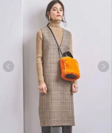 UNITED ARROWS 체크 무늬 오버롤 스커트 36