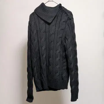 로렌 랄프 로렌 케이블 니트 하이넥 비대칭 블랙