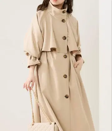 [ Chico ] 베이지 트렌치코트 롱 코트 플레어 실루엣