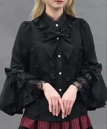 히메소데 7부 소매 블라우스 블랙 엑시즈팜