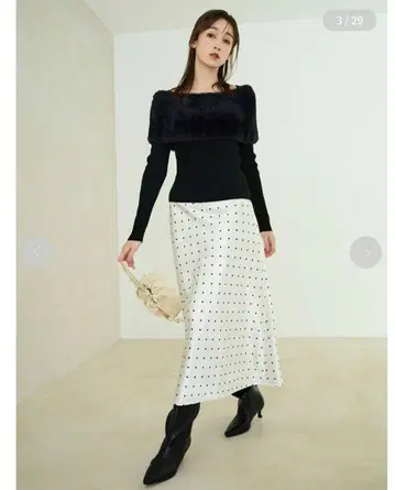 FRAY ID 하이웨스트 새틴 내로우 스커트 DOT