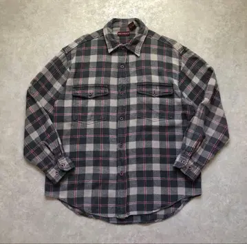 90s 빈티지 NEVADA 헤링본 체크 플란넬 셔츠 페이드