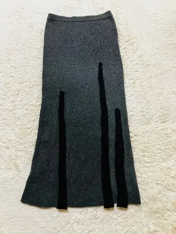 모유루 MOYURU 니트 롱 스커트 허리밴딩