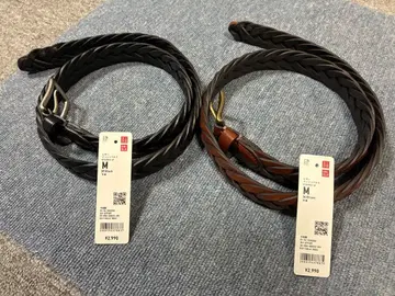 UNIQLO 가죽 메쉬 벨트 M 블랙 브라운 2개 세트