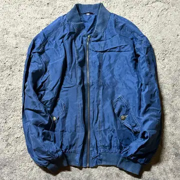 EU 빈티지 진 네이비 실크 점퍼