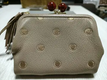 perche 가마구치 접이식 지갑 도트 베이지