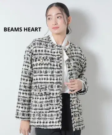 BEAMS HEART 빔즈 노카라 트위드 자켓