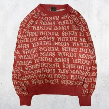 00s 빈티지 빨간색 문자 프린트 니트