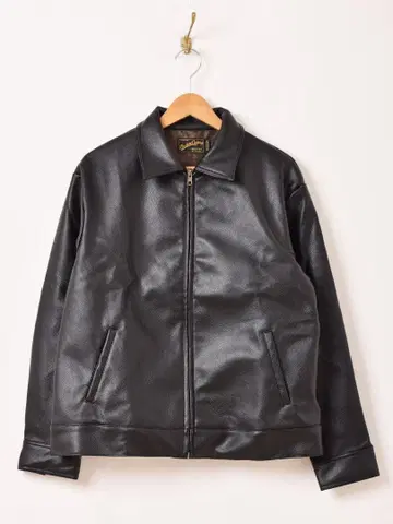 Backers 인조 가죽 집업 자켓 BLACK