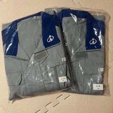 작업복 4L 그레이 파란색 악센트 2벌 세트 이세키 오버롤 반팔