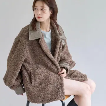 Kastane [옷깃 2WAY] 옷깃 가죽 컬 보아 블루종 미스틱