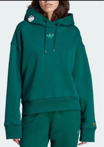 헬로키티 자수 그린 후드티