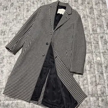 컨디션 최상 매킨토시 체스터 코트 하운드투스 체크 패턴 울 100%