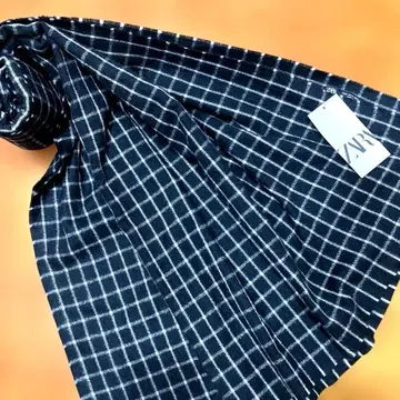 [ 미사용 새상품 ] ZARA 블랙 화이트 체크 스톨 M