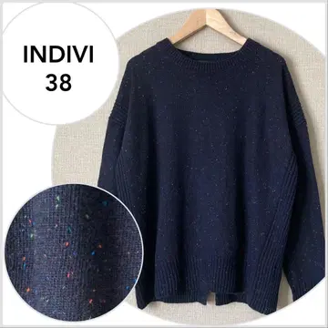 [ 새상품급 ] INDIVI 컬러 네프 니트 네이비 사이즈 38