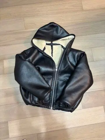 H&M 리버서블 가죽 자켓 짧은 기장 L 블랙