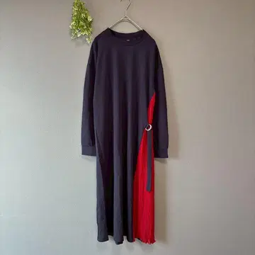 패션 클래식 (L) 캐주얼 엘레강트 사이드 플리츠 롱 원피스