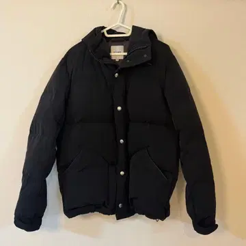 BEAMS 후드 부착 블랙 다운 자켓 M