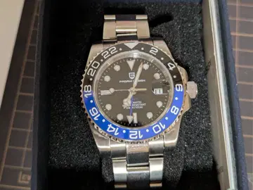 파가니 디자인 GMT 자동 와인딩 손목시계 블랙/블루