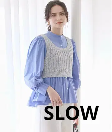 SLOW/일부 매장 한정판] 리본얀 니트 뷔스티에