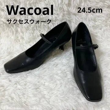 컨디션 최상 와코루 서세스워크 펌프스 스트랩 블랙 24.5cm