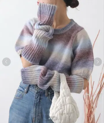 [ 암커버 포함 ] 그라데이션 반팔 니트