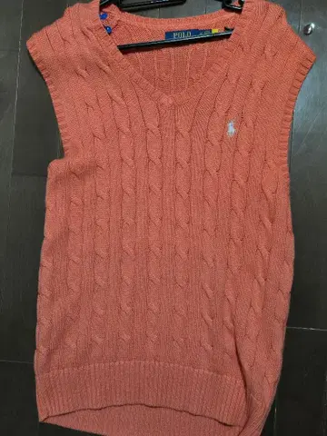 POLO 오렌지 케이블 니트 베스트 S