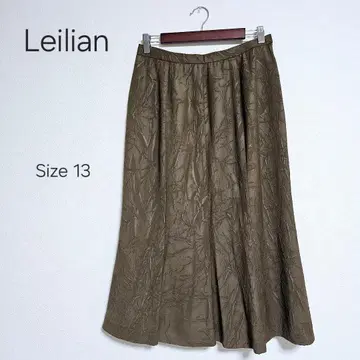 Leilian 브라운 올 패턴 플레어 롱 스커트 사이즈 13