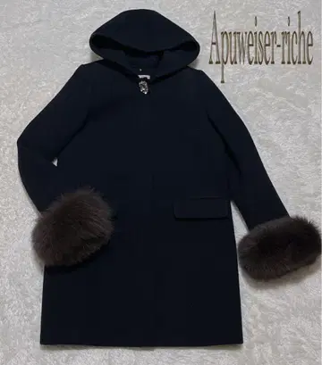 Apuweiser-riche 3way 울 코트 노칼라 퍼 포함