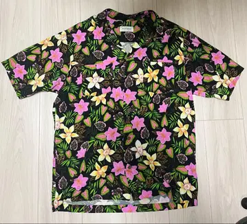 HEAD GOONIE 청크 알로하 알로하 셔츠 꽃무늬 반팔 블랙