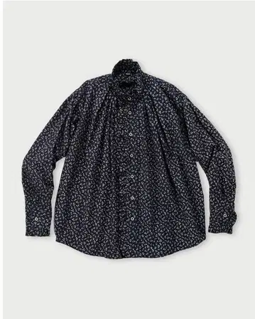 45R 45rpm 운간초 프린트 프릴 블라우스 (인디고)