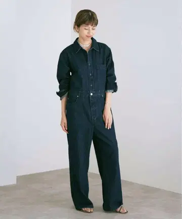 다크 블루 데님 올인원