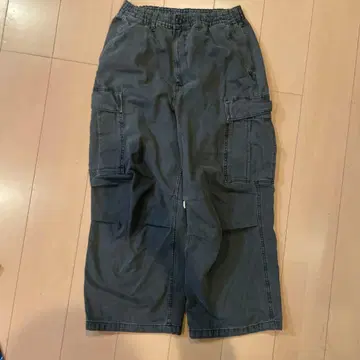 페이드 빈티지 가공 데님 카고 팬츠 워시 가공 다크 그레이