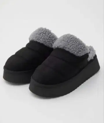플리스 통굽 슬립온 블랙/그레이