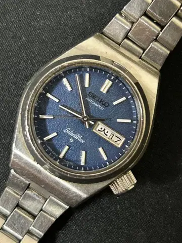 세이코 실버 웨이브 자동 와인딩 손목시계 작동품