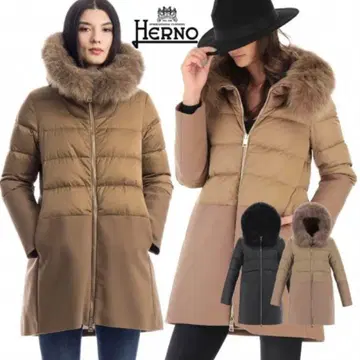 [클리닝 완료] HERNO(헬노) 퍼 포함! 절개 다운 자켓 코트