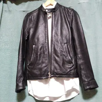 블랙 가죽 싱글 라이더 자켓