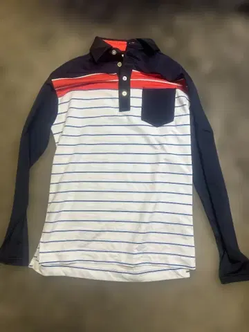 FOOT JOY 스트라이프 긴팔 피케 셔츠 M