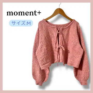moment+ 프론트 리본 니트 가디건 M