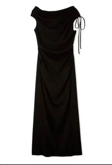 [ 택 포함 미사용 새상품 ] 스나이델 드레이프 컷 원피스 (블랙)