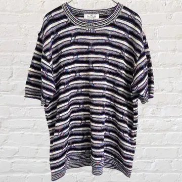 Pure Faith 썸머 니트 보더 라운드넥 목 소매 리브 신축