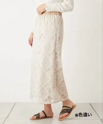 [ 새상품급 ] Discoat 디스코트 레이스 스커트 롱 스커트 베이지