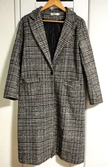 체크 무늬 롱 코트 여성용 L 가을/겨울