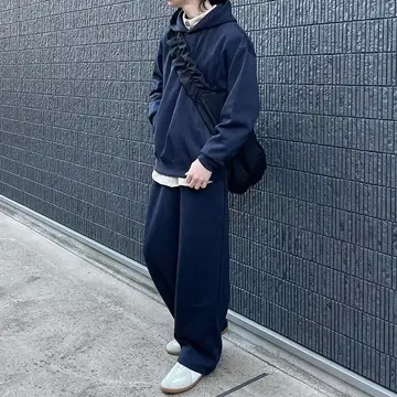 UNIQLO:C 맨투맨 와이드 팬츠 M 사이즈 네이비