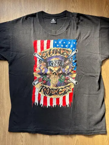 [새상품급] GUNS N' ROSES USA 국기 스컬 티셔츠